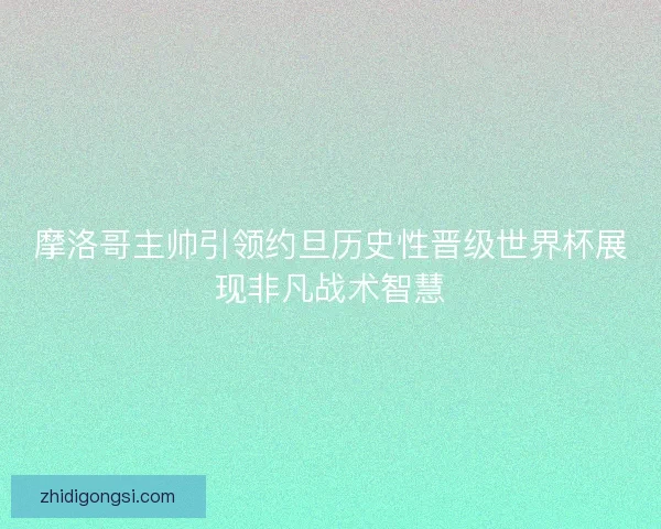 摩洛哥主帅引领约旦历史性晋级世界杯展现非凡战术智慧