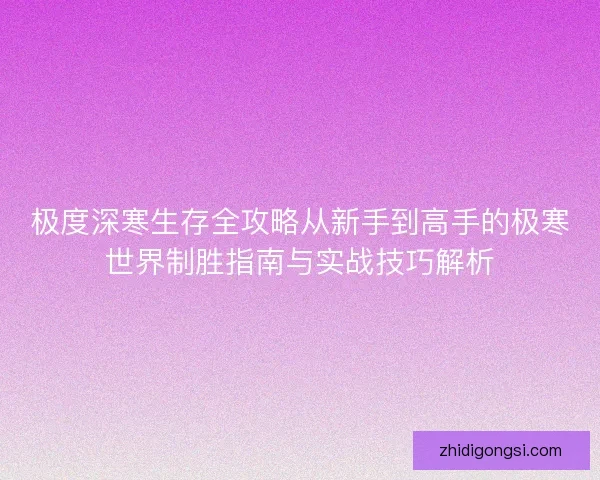 极度深寒生存全攻略从新手到高手的极寒世界制胜指南与实战技巧解析