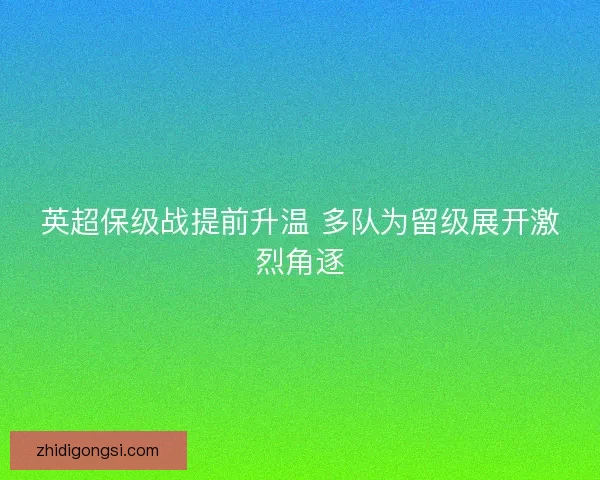 英超保级战提前升温 多队为留级展开激烈角逐