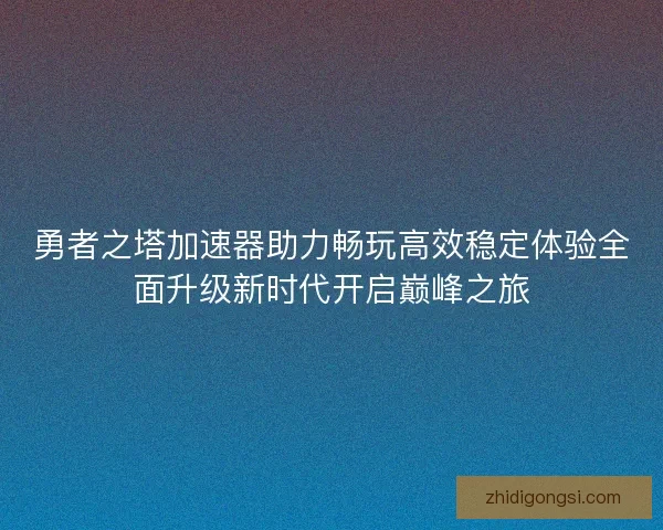勇者之塔加速器助力畅玩高效稳定体验全面升级新时代开启巅峰之旅